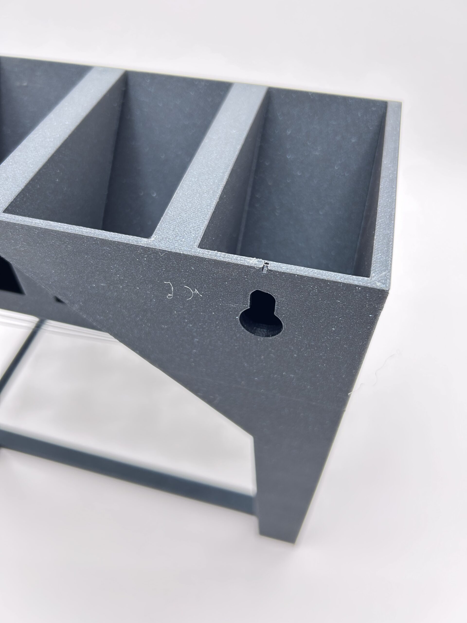 20 slot individual coffee creamer holder and sweetener sugar caddy rear view showing mounting holes and drill hole locator