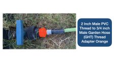 2inch Male Pipe Thread for PVC to 3/4 MHT Male Garden Hose Fitting connected to hose