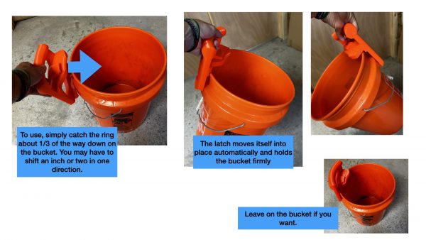 installing the 5 gallon bucket handle to the bucket