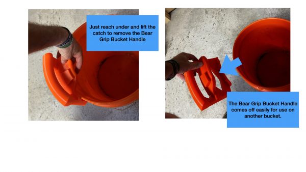 Removing the 5 gallon bucket handle from the bucket