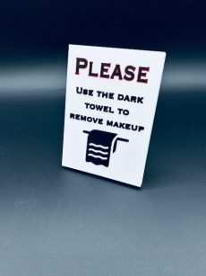 Towel Saving Use Makeup Towel Sign for AirBnB VRBO