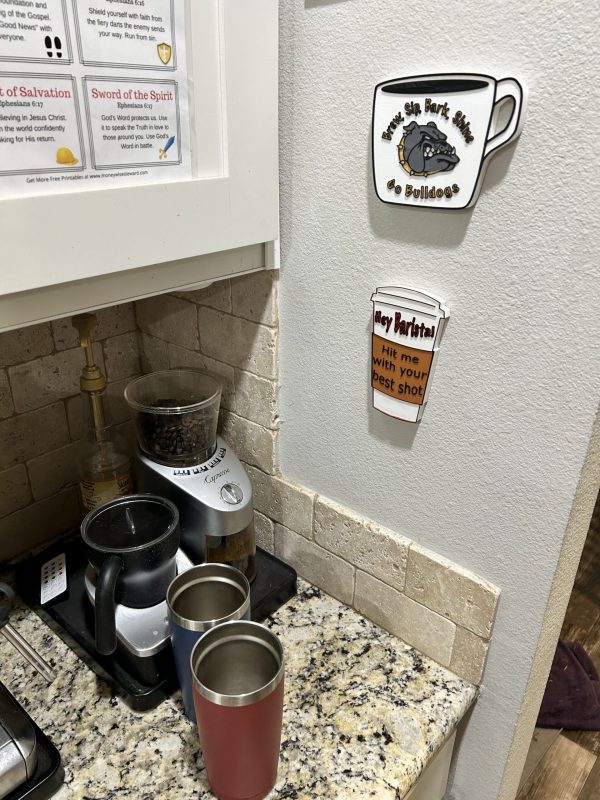 Texas Brady Bulldog themed Coffee Bar Accent Wall Mount - - Showing Mounted on the Wall