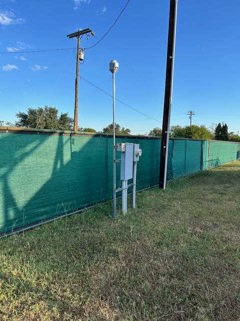 rain gauge - deployed on 10ft pole - but in PROTOTYPE COLOR
