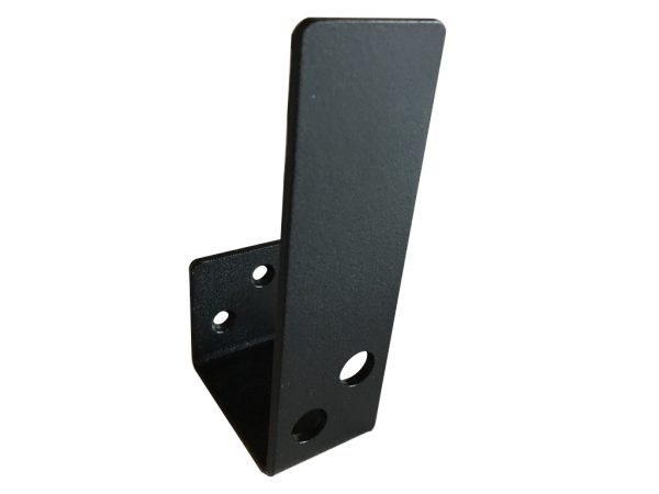 Black open 2x4 bar holder for door, gate, barn security - front view
