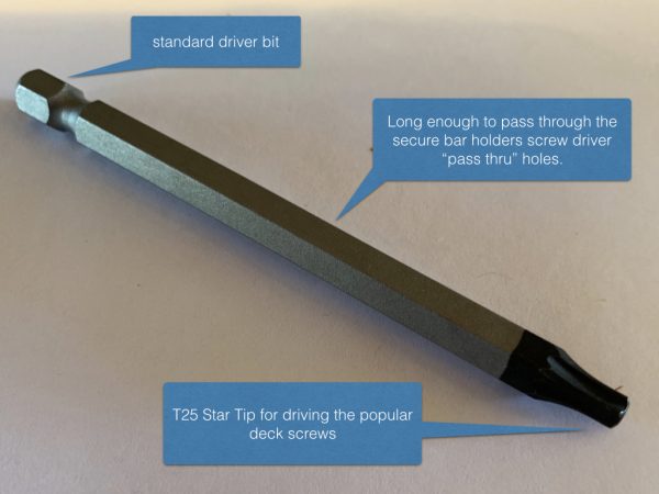 secure bar holder special driver bit