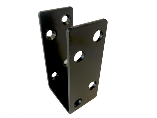 heavy duty door barricade brackets open drop 2x4 bar holder black front view