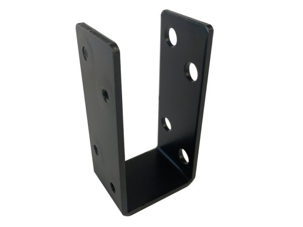 heavy duty door barricade brackets open drop 2x4 bar holder black side view