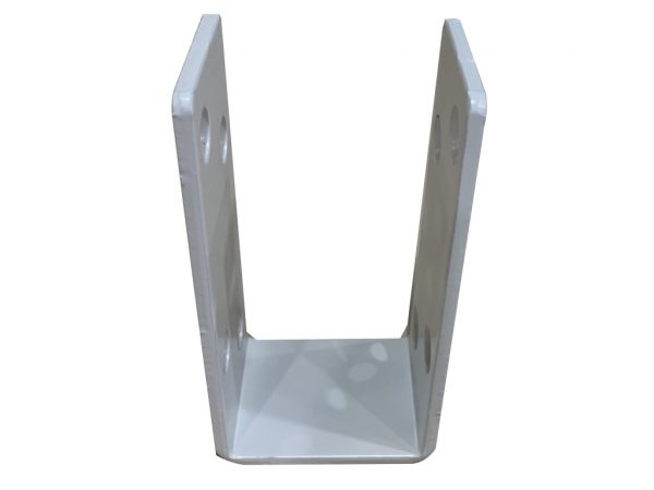 heavy duty door barricade brackets open drop 2x4 bar holder antique white side view