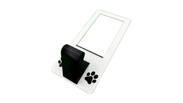 1 gang universal fit dog leash holder for wall mount for underneath outlet wall plate with paw prints - front view