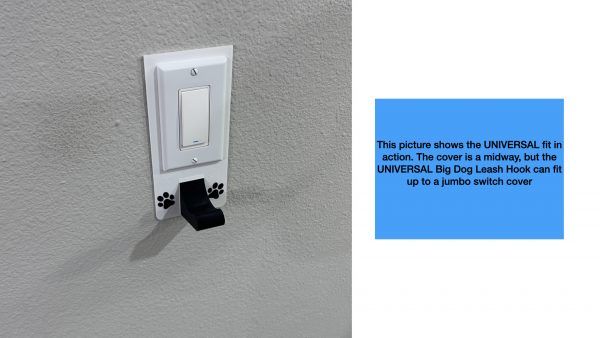1 gang universal fit leash holder for wall mount for underneath outlet wall plate - installed view