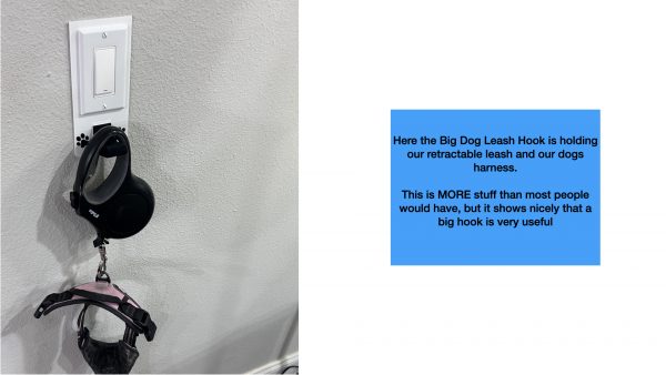 1 gang universal fit leash holder for wall mount for underneath outlet wall plate - holding a leash