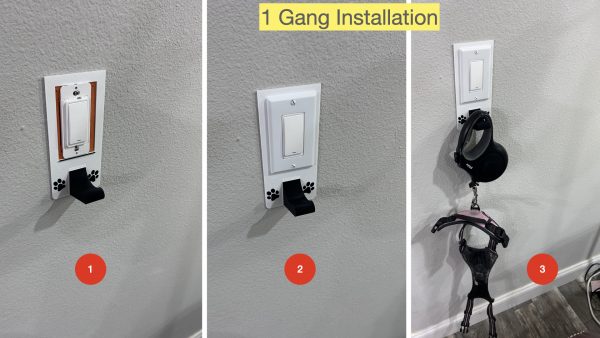 1 gang universal fit leash holder for wall mount for underneath outlet wall plate - installation steps