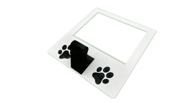 3 gang universal fit dog leash holder for wall mount for underneath outlet wall plate with paw prints - front view