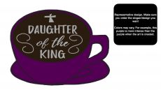 decorative coffee bar accessory espresso bar art with cute message written in foam - purple daughter of the king