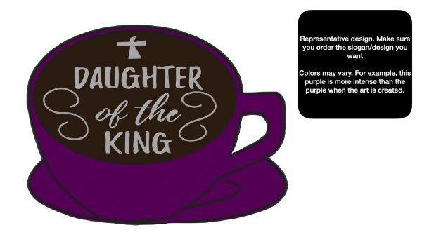 decorative coffee bar accessory espresso bar art with cute message written in foam - purple daughter of the king