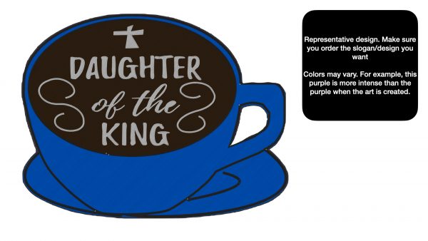 decorative coffee bar accessory espresso bar art with cute message written in foam - blue daughter of the king