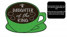 decorative coffee bar accessory espresso bar art with cute message written in foam - green daughter of the king