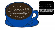 decorative coffee bar accessory espresso bar art with cute message written in foam - blue espresso yourself