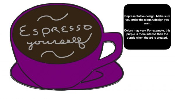decorative coffee bar accessory espresso bar art with cute message written in foam - purple espresso yourself