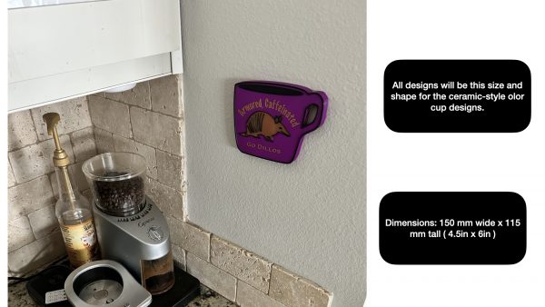 decorative coffee bar accessory or espresso bar kitchen wall art - San Saba Armadillos - shown on wall