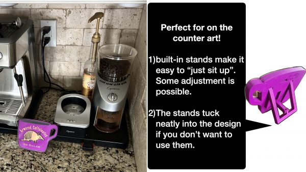 decorative coffee bar accessory or espresso bar kitchen wall art - showing counter top usage
