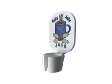 Coffee Bar Accessory - wall mount milk frother holder stand only replacement showing closeup - Christmas New Year Holiday Season Decoration - Holly Jolly Java