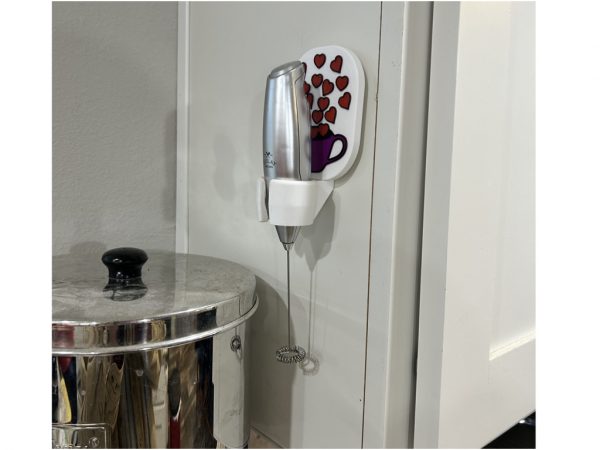 valentine's day gift for milk frother holder - coffee bar accessory - installed