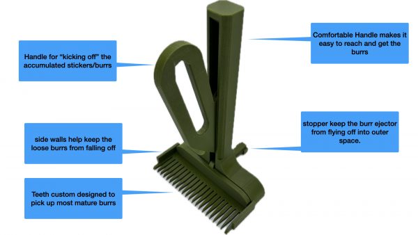 get rid of grass burrs using the Burr Buster - Key features