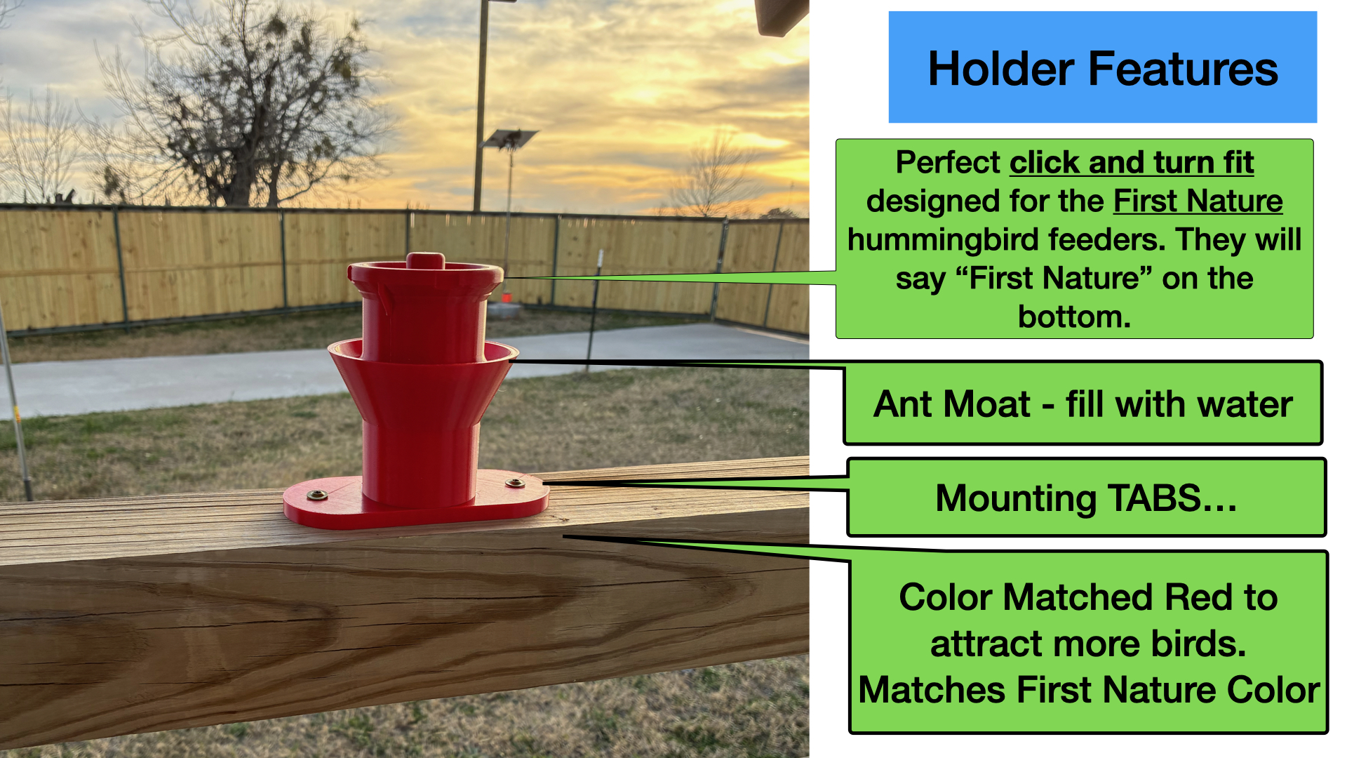 hummingbird feeder holder for windproofing first nature nectar feeders - features list