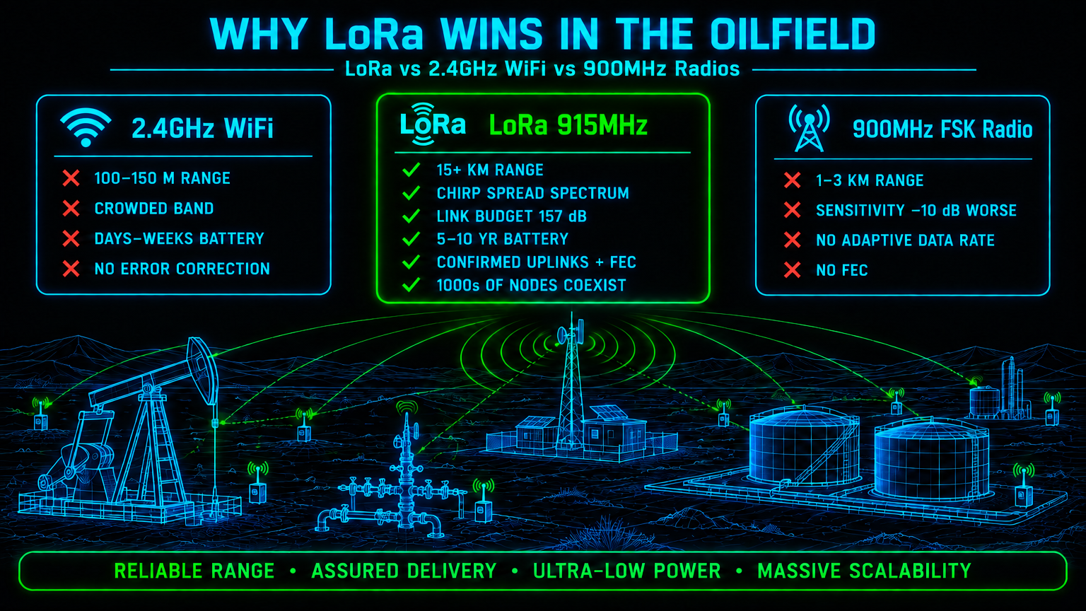 The Superiority of LoRa Radio Technology for Industrial Applications in the Oilfield