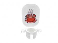 ‎coffee bar accessory -multiple attachment milk frother stand replacement showing front view with eye popping red coffee cup
