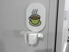 coffee bar accessory - ‎multiple attachment coffee frother stand only wall mount green coffee cup motif showing without frother