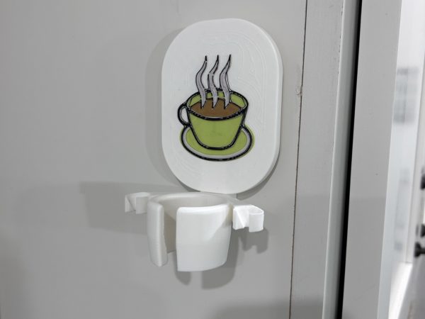coffee bar accessory - ‎multiple attachment coffee frother stand only wall mount green coffee cup motif showing without frother