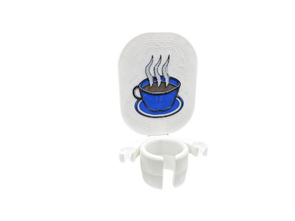 ‎multiple attachment milk frother stand only wall mount blue coffee cup motif showing naked product