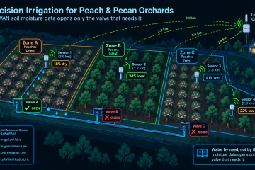 Optimizing water usage in peach and pecan orchards using LoRaWAN