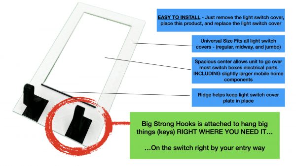 key holder hook rack key holder for wall mount under light switch cover - 1 gang - features