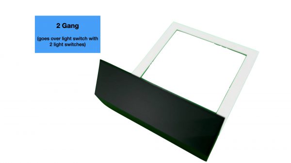 Tray for wall mount behind light switch cover measurement view - 2 Gang -