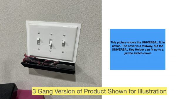 Tray for wall mount behind light switch cover measurement view - 2 Gang - Installed