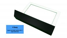 Tray for wall mount behind light switch cover measurement view - 4 Gang
