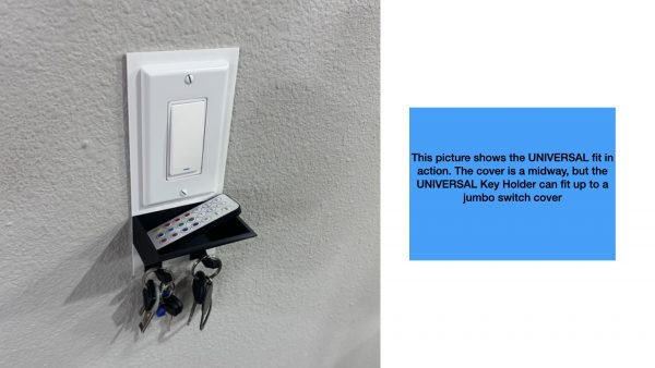 Key Hooks for Wall with Wallet Tray - 1 Gang - Holding a remote control
