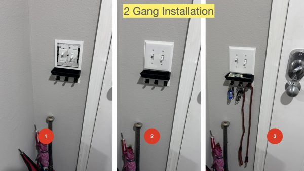 Key Hooks for Wall with Phone Tray - 2 Gang - Installation Steps