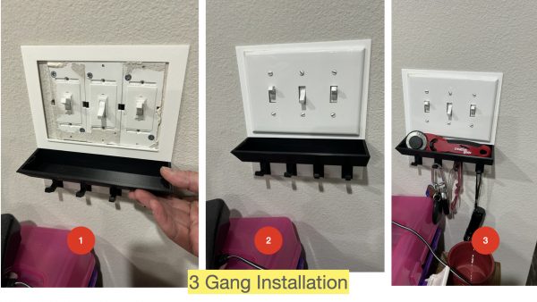Key Hooks for Wall with Storage Tray - 3 Gang - Installation Steps