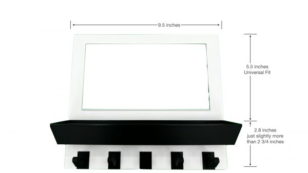 Key Hooks for Wall with Storage Tray - 4 Gang - Dimensions