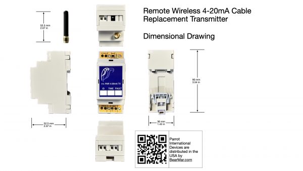 LoRa wireless 4-20mA current loop transmitter - dimensions