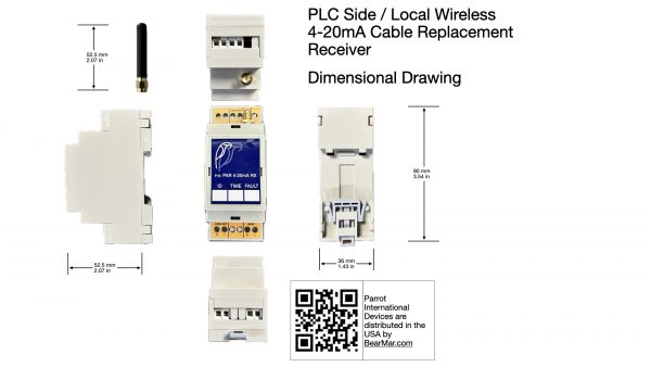 LoRa wireless 4-20mA current loop receiver - dimensions drawing