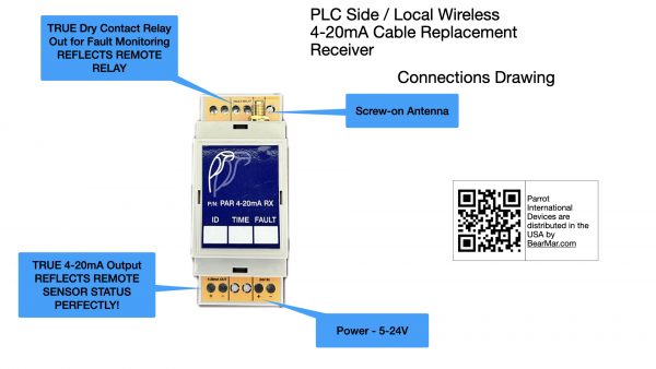 LoRa wireless 4-20mA current loop receiver - connections drawing