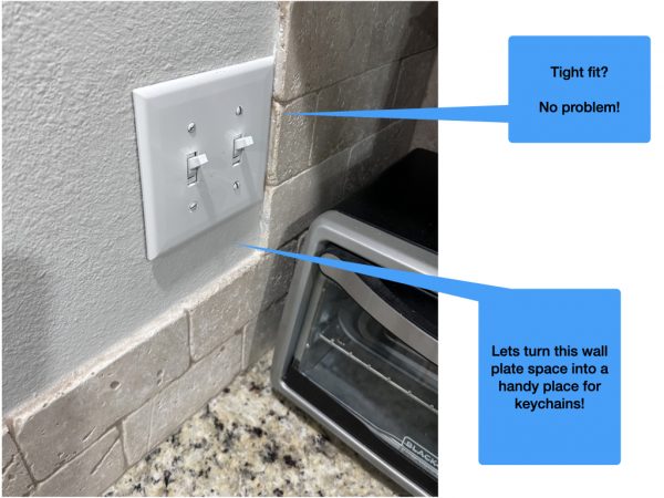 KeyChain Wall Mount for 2-Gang Light Switch Cover Showing How Easy to Install