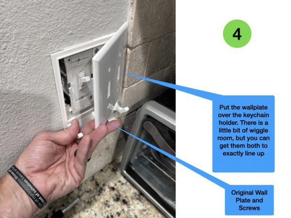 KeyChain Holder for Wall for 2-Gang Light Switch Cover Showing How Easy to Install
