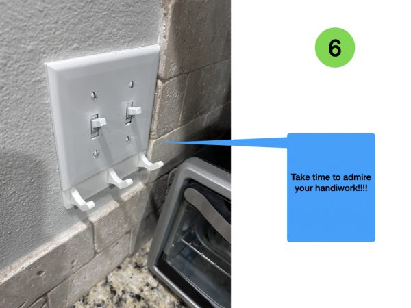 KeyChain Holder for Wall for 2-Gang Light Switch Cover Showing installed but no Keys Hanging