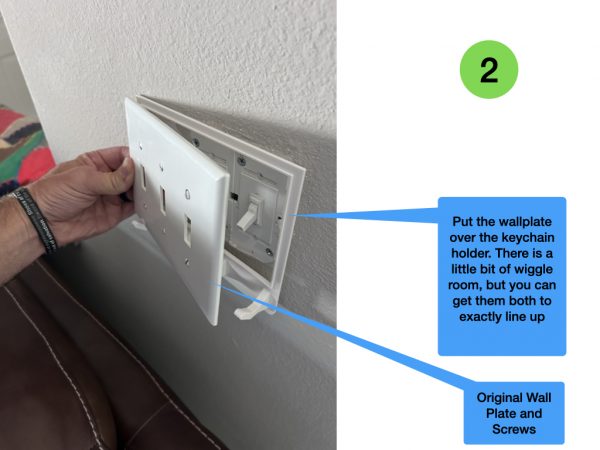 Key Hook Holder for Wall for 4-Gang Light Switch Cover Showing Installation 3